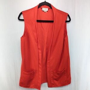 Vicki Waynes Orange Sleeveless Vest Open Front Pockets‎ Size 10